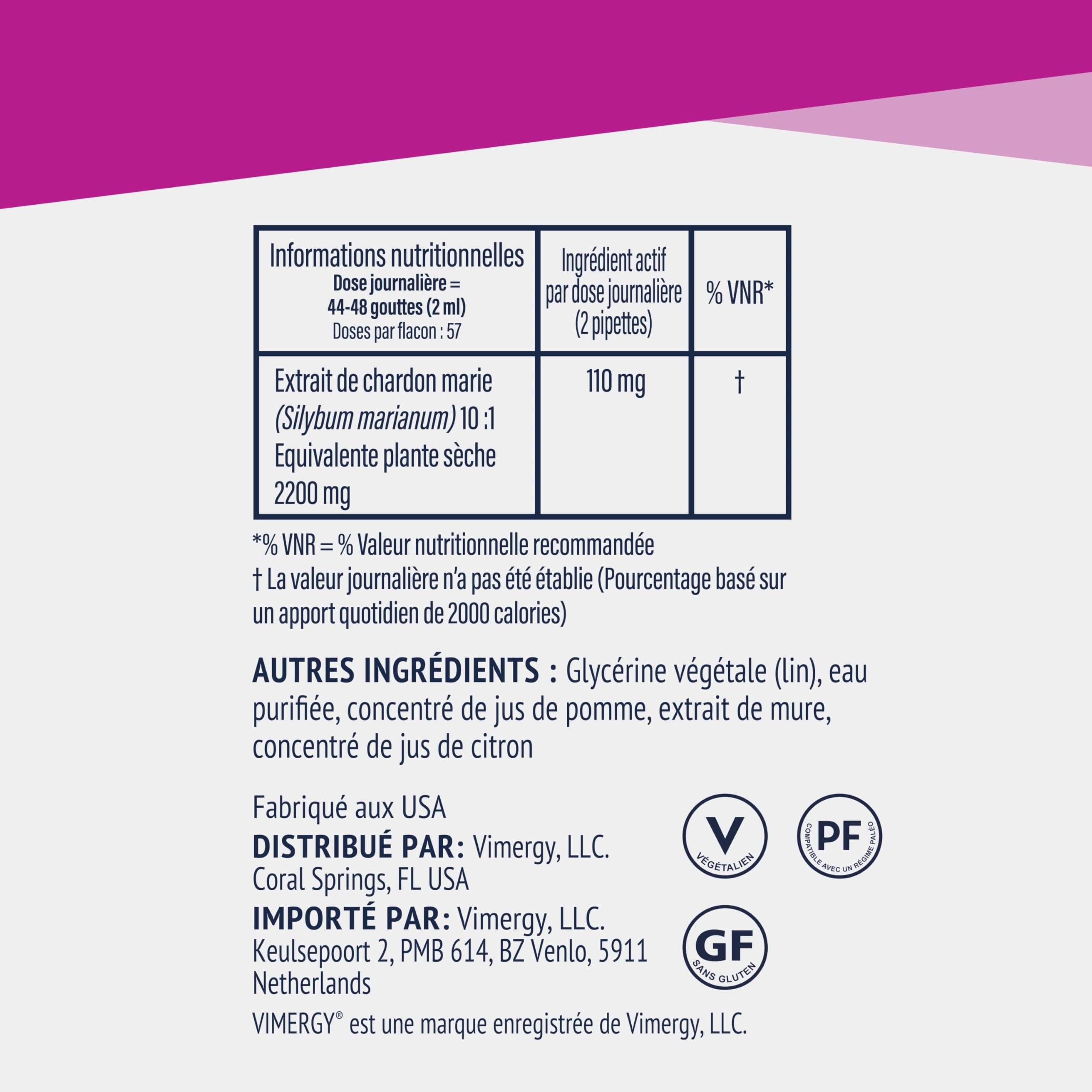 Vimergy Chardon Marie Liquide, 57 Portions – Gouttes de Chardon-Marie – Chardon-Marie Teinture à la Glycérite – Complément Végétalien – Sans Sucre ni Liant – Sans OGM et sans Gluten (115 ml)