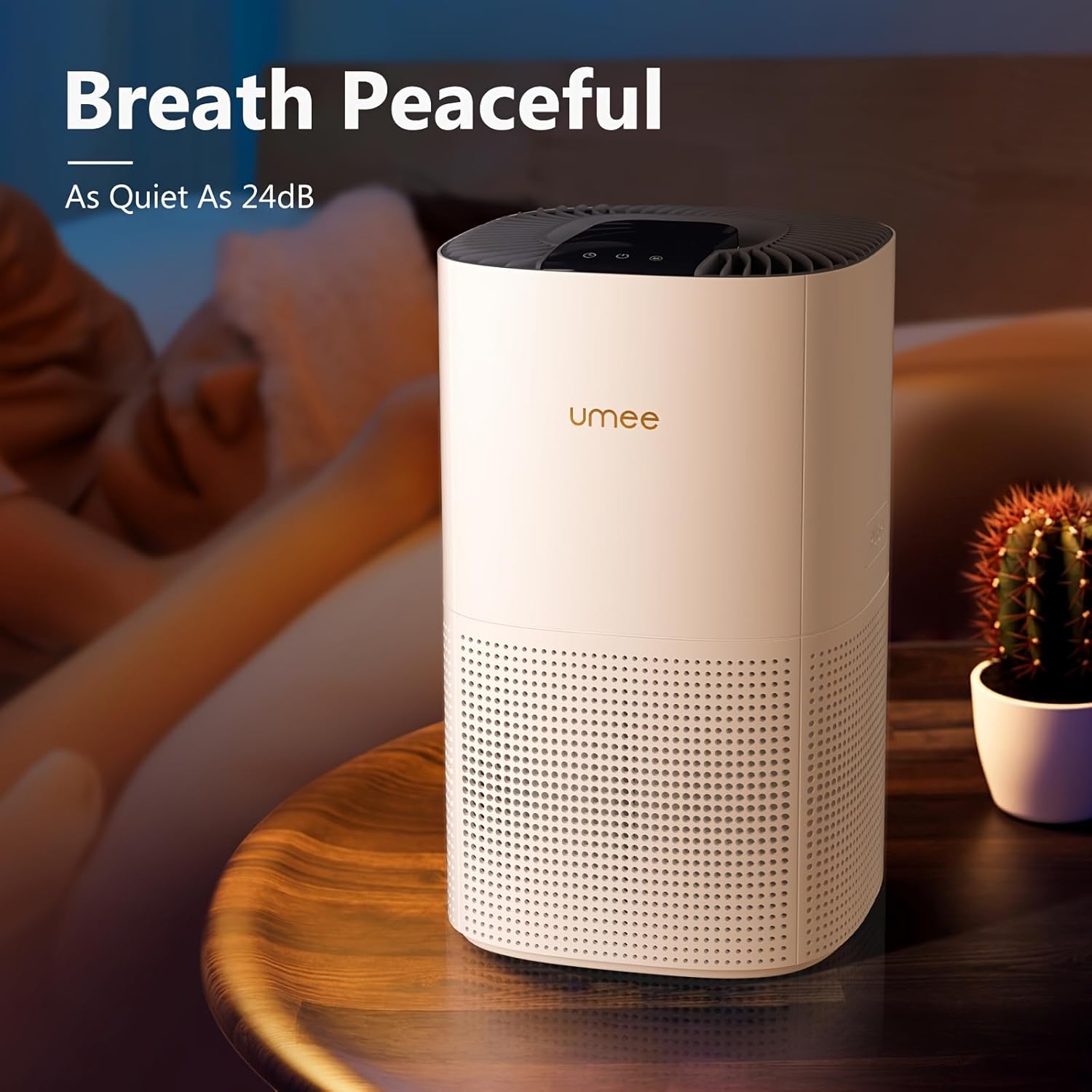 Air Purifier for Home Bedroom, Circulating Air for Room Up to 540 ft², Sleep Mode with 24 dB Quiet, 4 Modes, 12 H Timer, Portable for Office, Dorm, Kitchen, Living Room, White