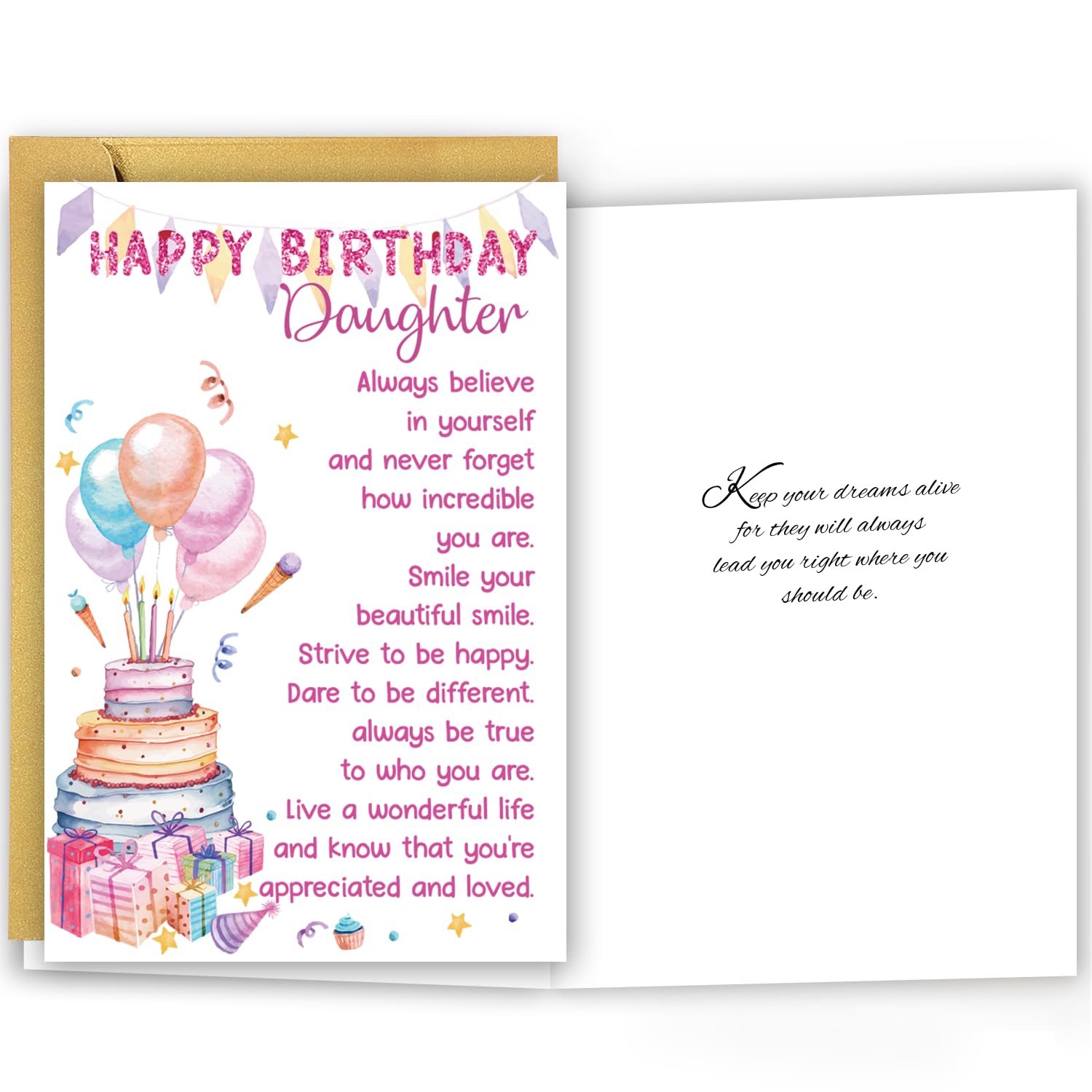 Qamza Lovely Birthday Card Gift for Daughter Girls, Cute Daughter Birthday Card, Happy Birthday Daughter in Law, Romantic Celebration Birthday Gift