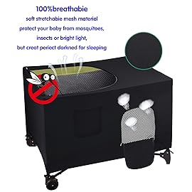 LLYWCM Crib Blackout Cover for Pack N Play - Travel Crib Cover, Breathable Baby Netting Cover/Tent for Indoor or Outdoor Portable Stretchy Blackout Tent, Net Curtains