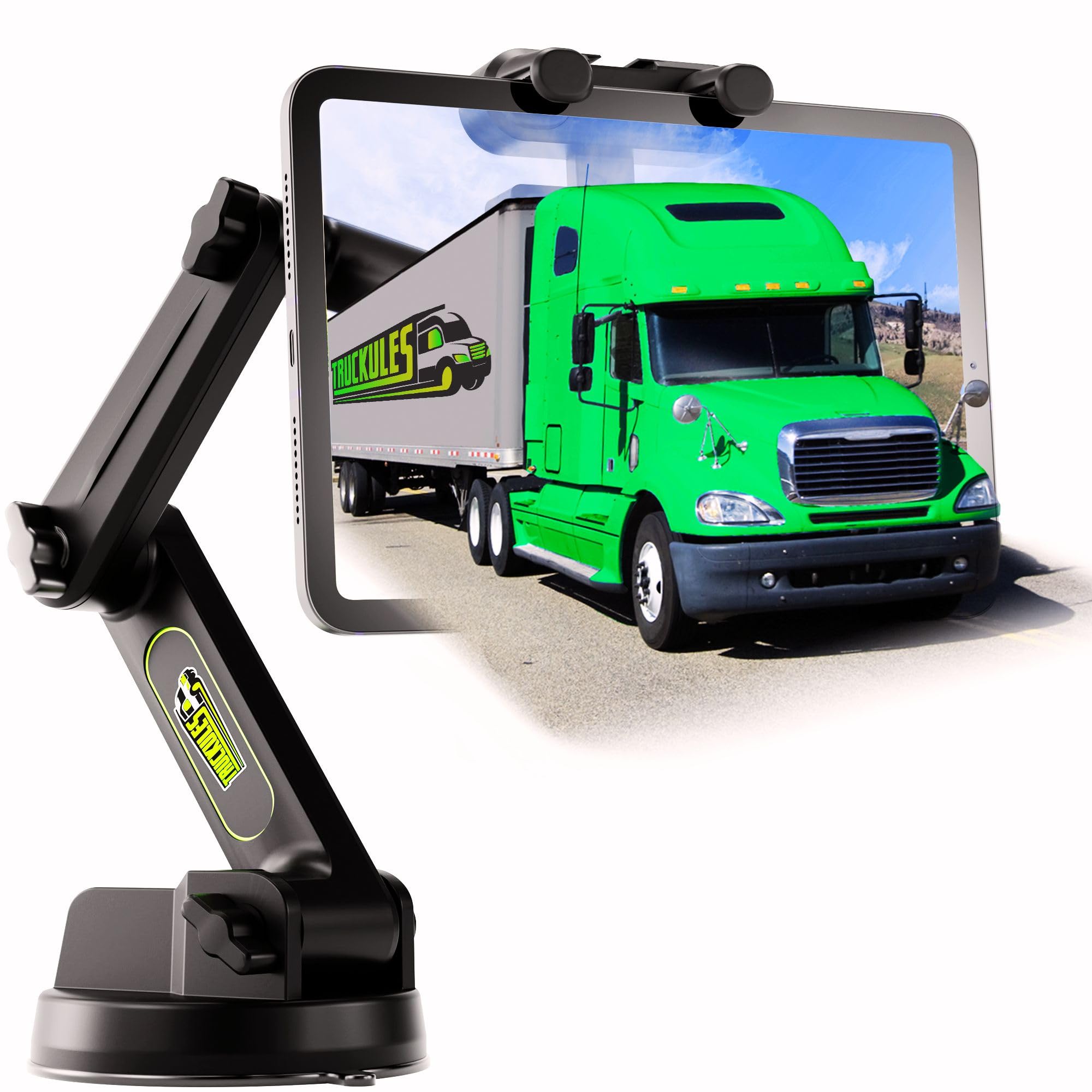 Truckules Uchwyt na tablet do ciężarówki, wytrzymały, uchwyt na tablet i iPad, 16,7 cala długa szyba ciężarówki, super przyssawka i stabilna, kompatybilna z tabletem i iPadem,