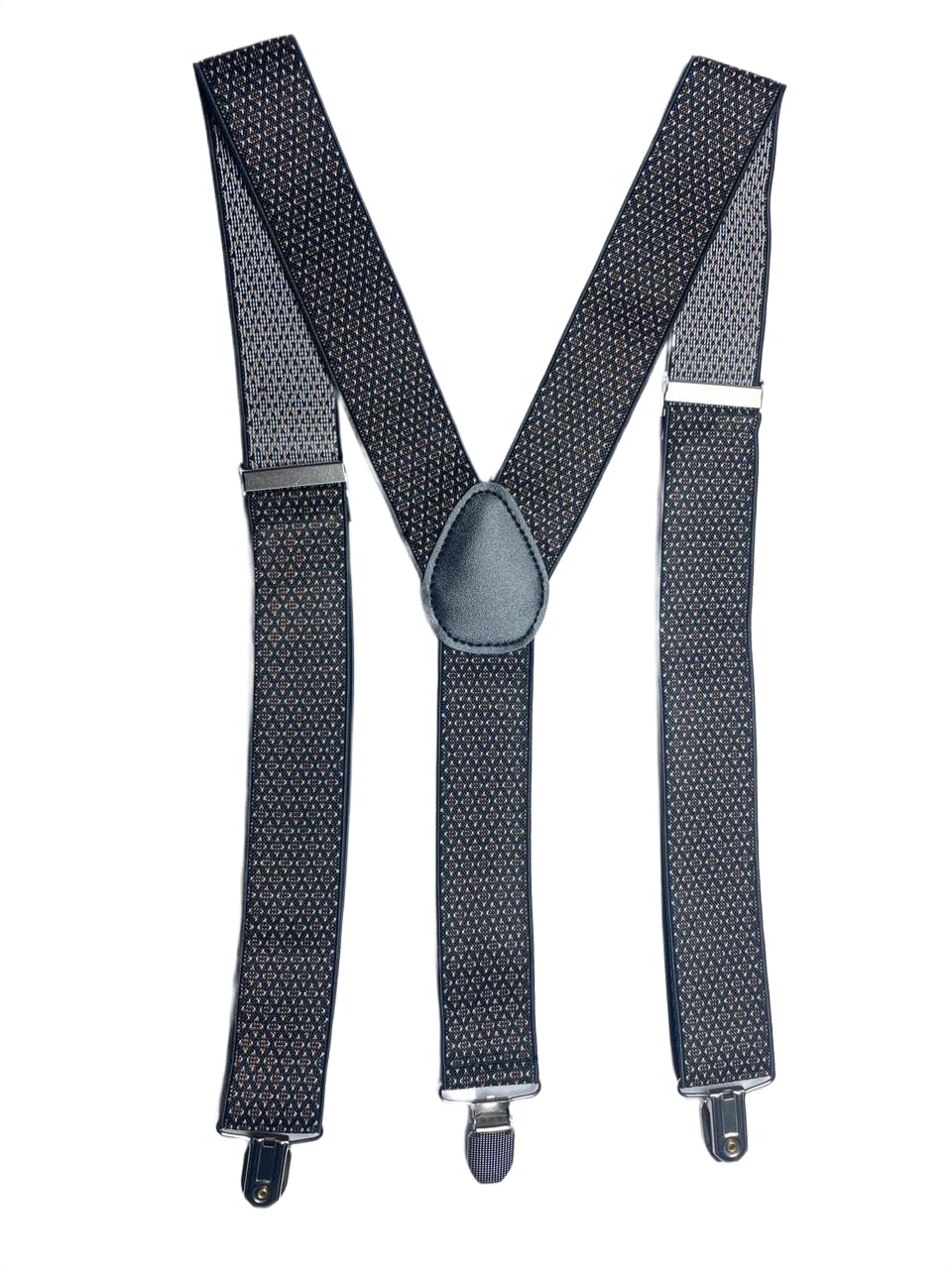 Men’s Adjustable Y-Back Suspenders for Pants – Wide Clip-On Elastic Braces with Heavy-Duty Metal Clips, Stylish Black Diamond Pattern Suspenders for Formal, Casual, Wedding, Business Outfits-image-23