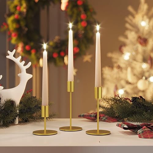 Miniatura 6 de Juego de 12 portavelas cónicos dorados a granel, candelabros decorativos para mesa o mantel de mesa, boda, comedor, fiesta, decoración del hogar