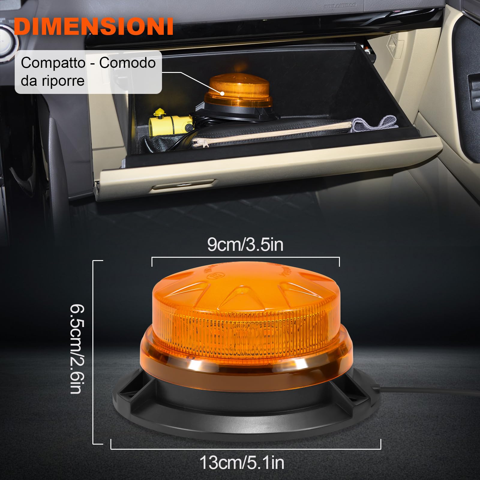 antom lampeggiante led 2 Pezzi, 9-60V lampeggiante trattore con Cavo da 3 Metri e Doppio Interruttore per Carrelli Elevatori, Trattori, Rimorchi, UTV, SUV - Ideale per Cantieri e Traffico Stradale