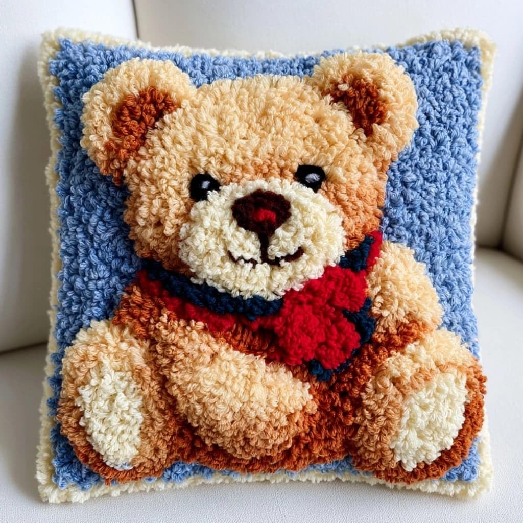 AxiangziK Latch Hook Pillow Kit Teddy Dog 43X43Cm