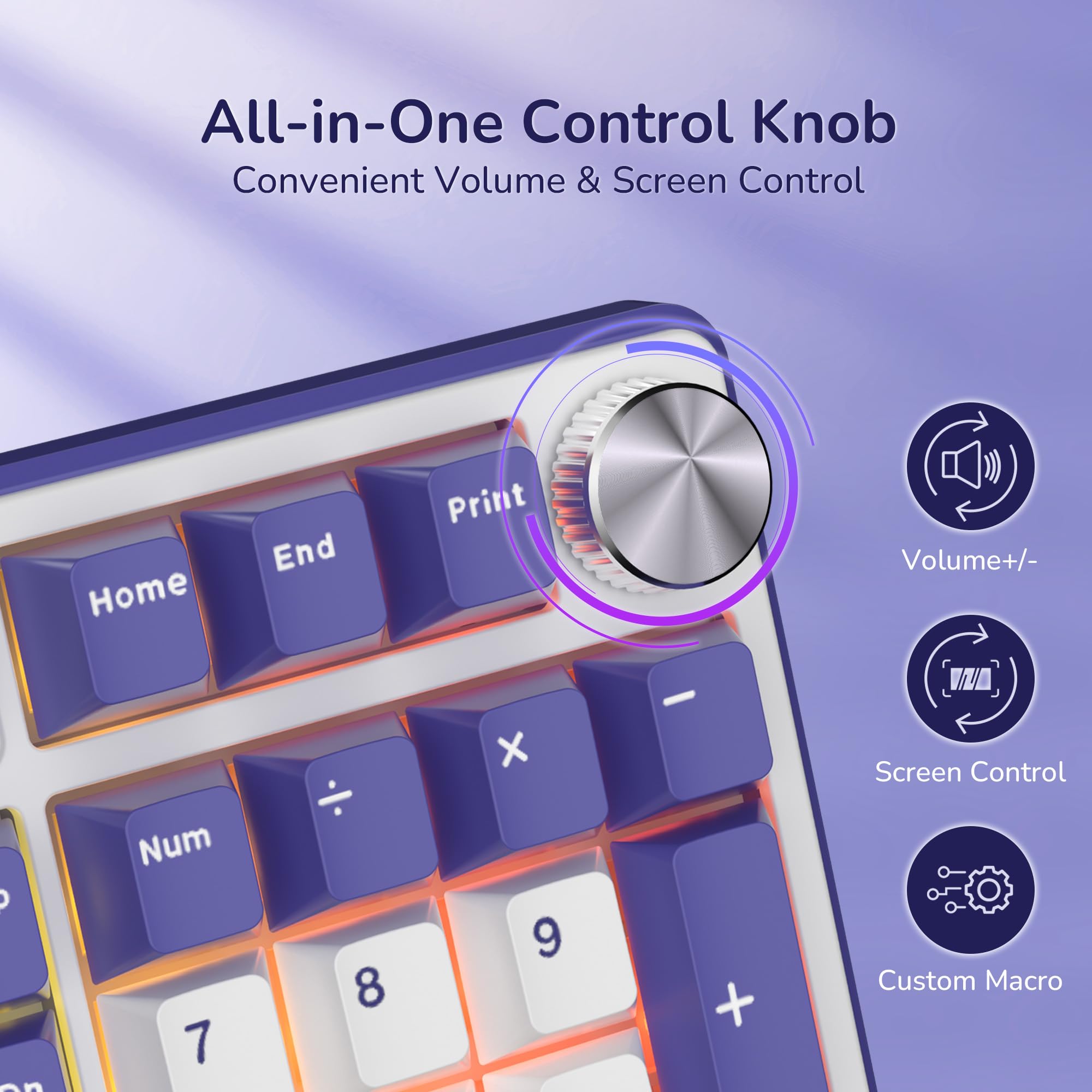 RK ROYAL KLUDGE Teclado mecánico inalámbrico S104 con pantalla y perilla, teclado para juegos de tamaño completo con batería de 8000 mAh, interruptores prelubricados con retroiluminación RGB