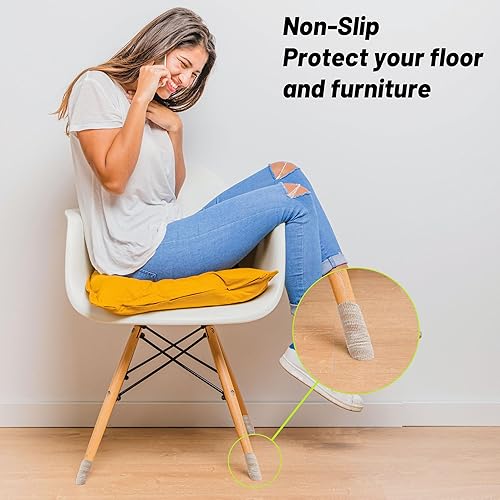 Miniatura 4 de Paquete de 8 protectores de suelo para patas de silla, cinta antideslizante silenciosa, cinta protectora de suelo de muebles, silenciosa y