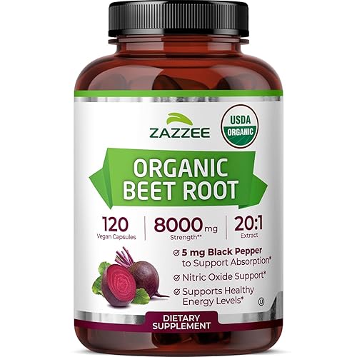 Zazzee USDA Organic Beet Root 20:1 Extract, 120 Vegan Quick