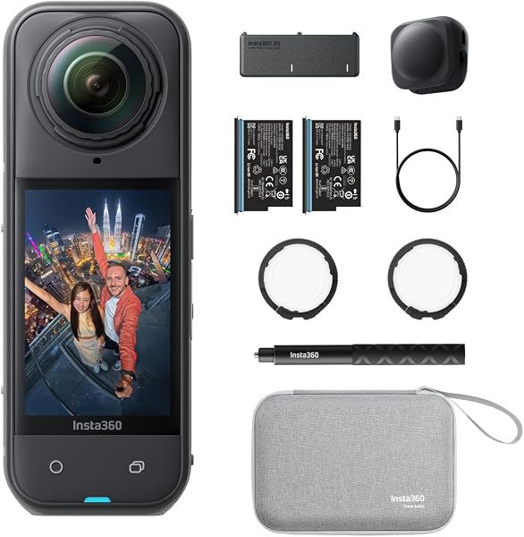 Insta360 X5 Essentials Bundle - Waterproof 8K 360° Action Camera, Leading Low Light, Invisible Selfie Stick Effect, Rugged and Replaceable Lens, 3-Hour Battery, Built-in Wind Guard, Stabilization - 1