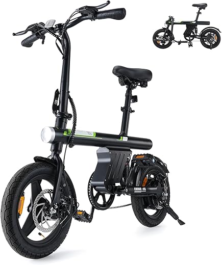 Finbike U1 Electric Bike for Adult/Teens,14" Folding Electric Bicycle with LCD Display,25KM/H & 45KM Range,4H Fast Charge,4 Riding Modes,Rear Shock Absorber,120KG Capacity,Compact Foldable Ebike