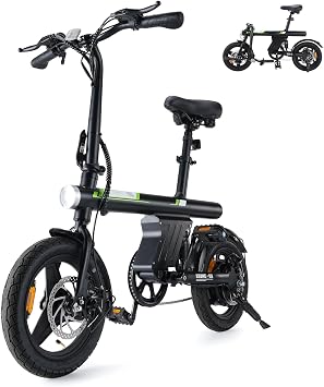 Finbike U1 Electric Bike for Adult/Teens,14" Folding Electric Bicycle with LCD Display,25KM/H & 50KM Range,4H Fast Charge,4 Riding Modes,Rear Shock Absorber,120KG Capacity,Compact Foldable Ebike