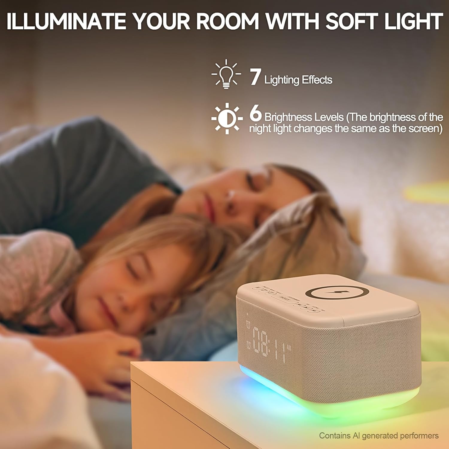 Alarm Clock Speaker Wireless Charger, Digital Alarm Clocks Bedrooms Bluetooth, Alarm Clock Dimmable Light Bedrooms Dual Alarm Snooze Dimmer 12 24H RGB Night Light Bluetooth USB AUX, White 8 71F44qaqmOL. AC SL1500