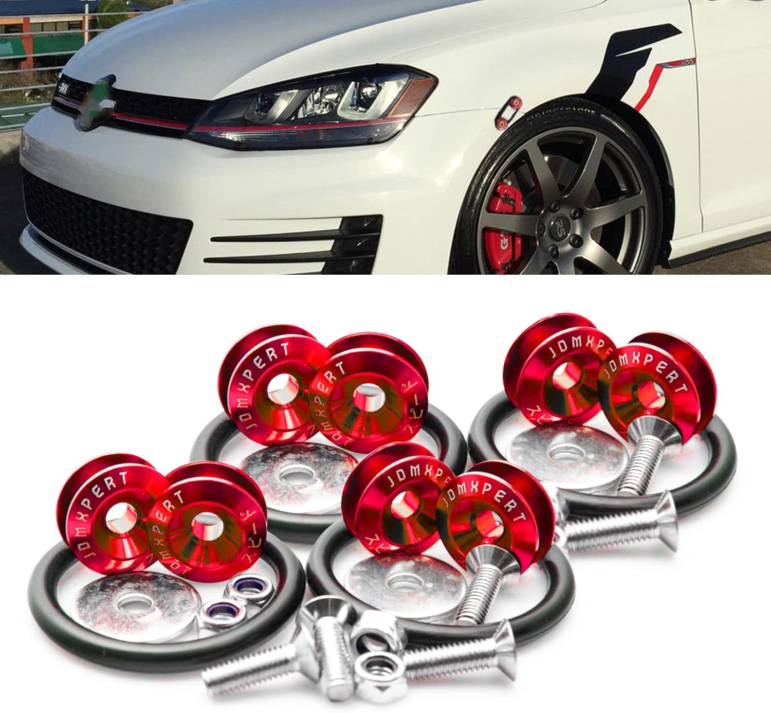 x xotic tech JDM Quick Release Fasteners Compatible with Car Bumpers Trunk Fender Hatch Lids(Red 8pcs) x xotic tech JDM Quick Release Fasteners Compatible with Car Bumpers Trunk Fender Hatch Lids(Red 8pcs)