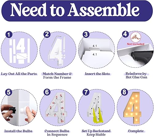 Miniatura 227 de Números iluminados grandes de 4 pies, números de marquesina 2 para decoraciones de cumpleaños de 21 para niños y niñas, números gigantes iluminados