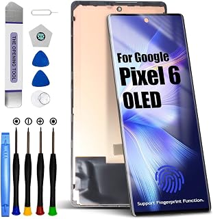 OLED for Google Pixel 6 LCD Screen Replacement for Google Pixel 6 LCD Display Touch Screen Display Assembly Repair Kits with Frame GB7N6, G9S9B16, G9S9B, GR1YH (with Fingerprint Function)