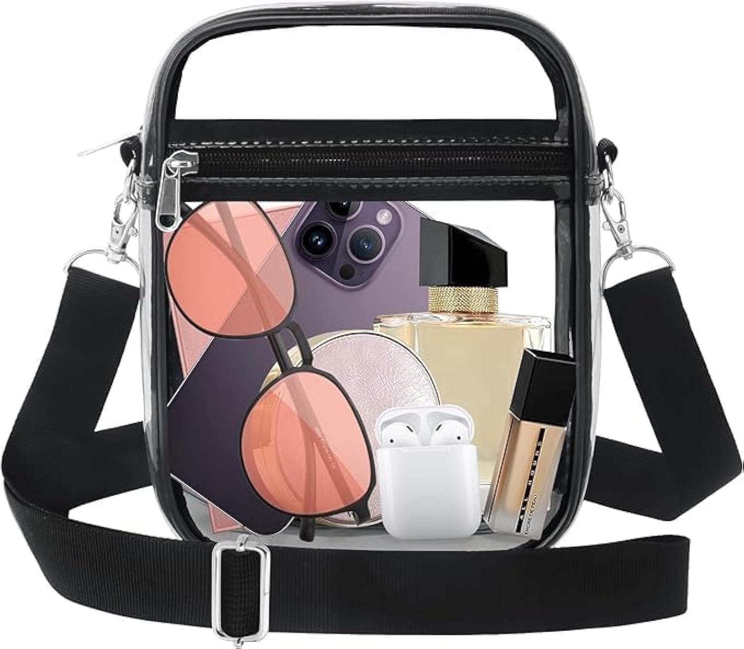 Clear Crossbody Bag, Stadium Approved Clear Purse Bag for Concerts Sports Events Festivals