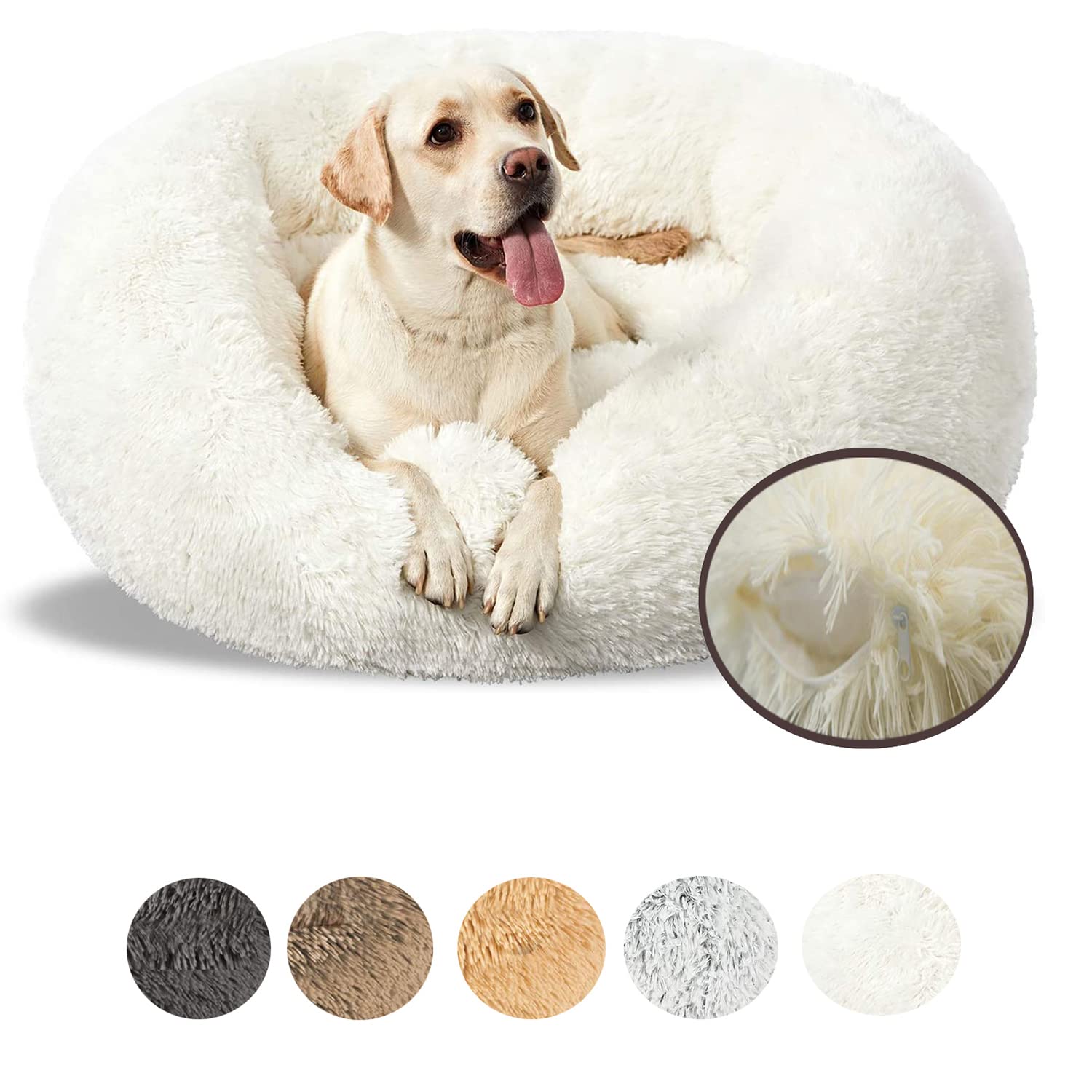 Luxus Hundebett In Donut-Form, Orthopädisch & Wasserabweisend – XXL 110 Cm, Braun, Abnehmbar Waschbar