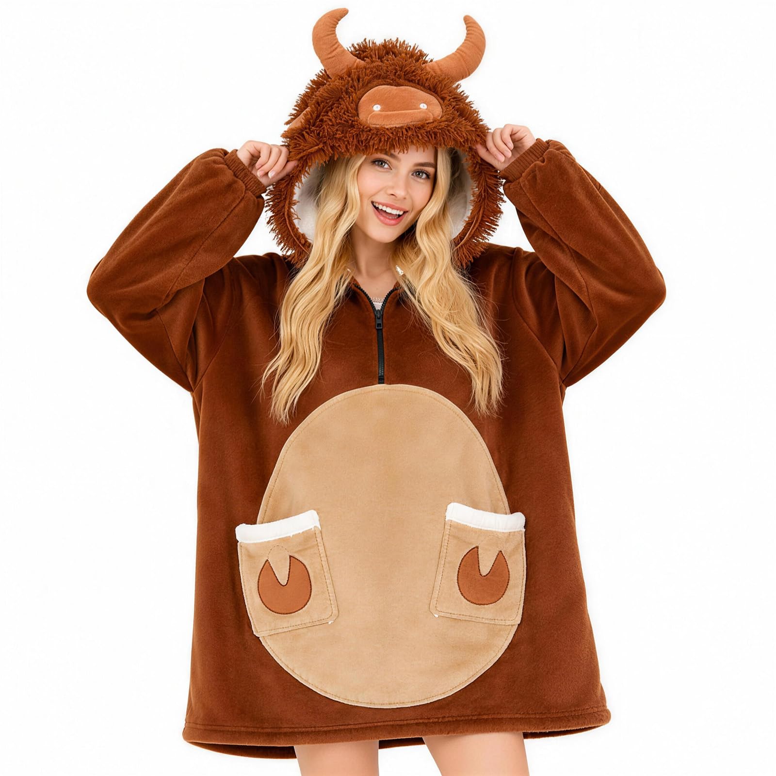 KDSPAROS Decke mit Ärmeln und Kapuze, kuscheldecke Flauschige Oversized Hoodie Decke zum Anziehen Geschenk für Frauen Mama