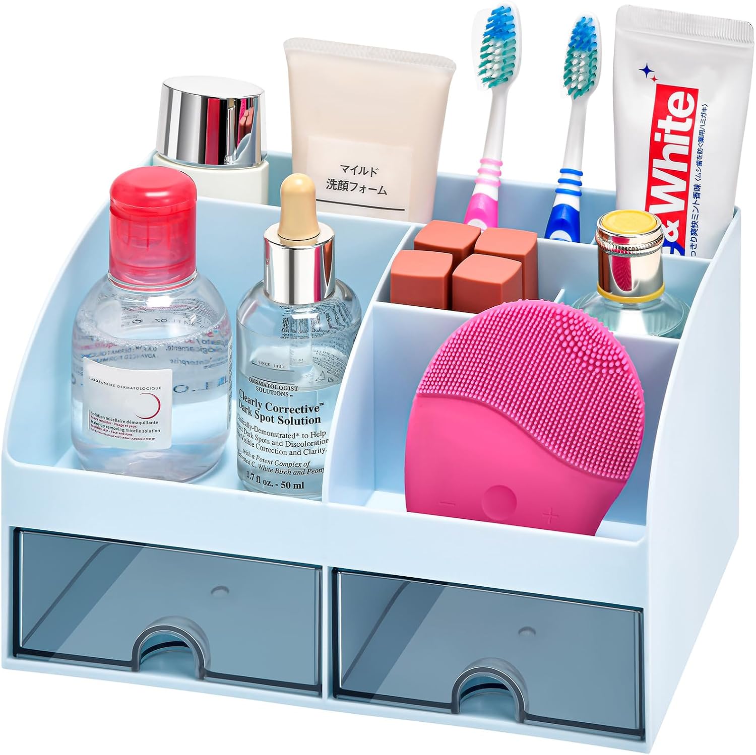 VITVITI Bathroom Counter Sink Vanity Organizer Countertop with Drawer, Blue