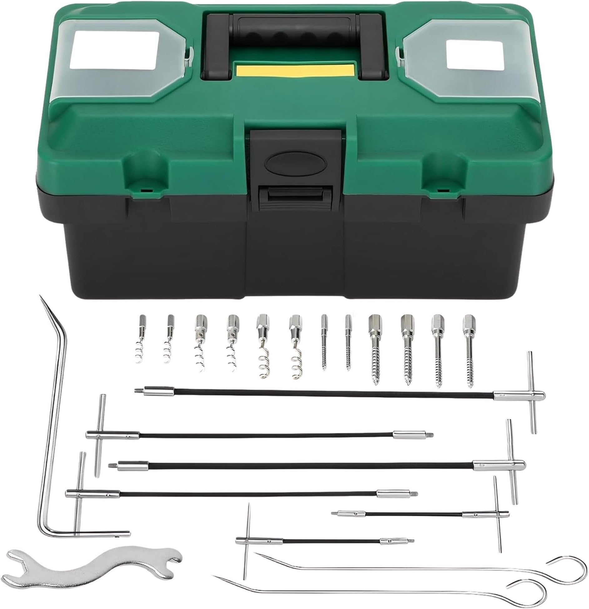 AIWFL 23pcs Packing Extractor Set Stainless Steel Packing Puller Set Packing Tool Set Flexible Packing Hook Sets Includes Flexible Shaft Removeable Tip Corkscrew Type Wrench Toolbox