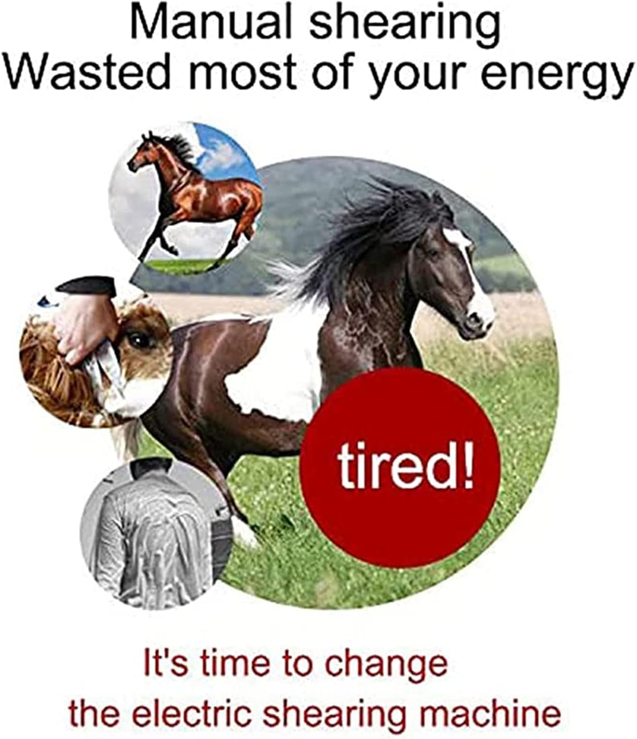 Cortapelos eléctricos para Caballos, Tijeras equinas eléctricas de 690 W con Ajuste de 6 velocidades, tensión de Hoja Ajustable, Recortadora equina de Pelo de Caballo de 2800 RPM para Abrigos Red