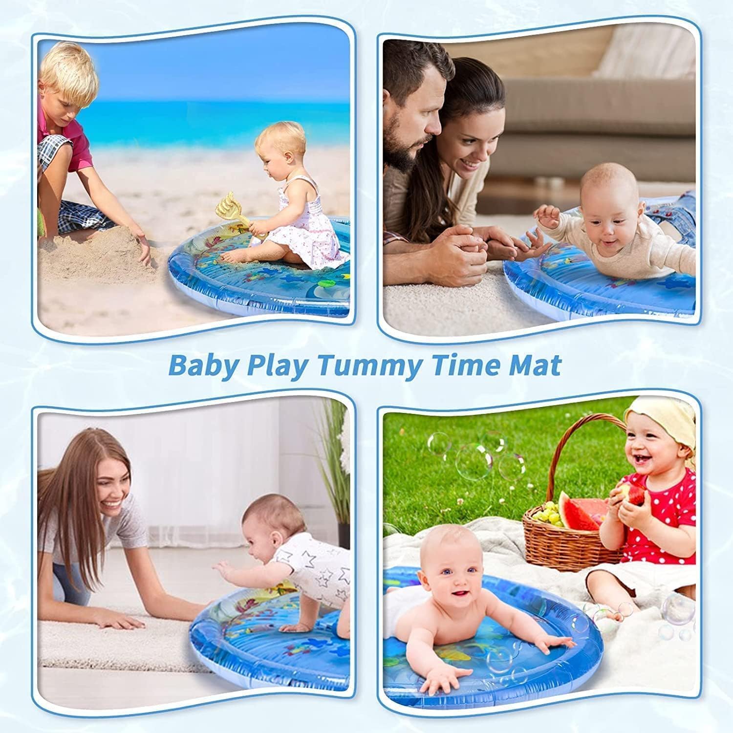 TEC TAVAKKAL Baby Kids Circle Water Play Mat Toys Inflatable Tummy Time Leakproof Water Play Mat, Fun Activity Play Center Indoor and Outdoor Water Play Mat for Baby, Pack of 1, Multicolour - Image 3 thumbnail