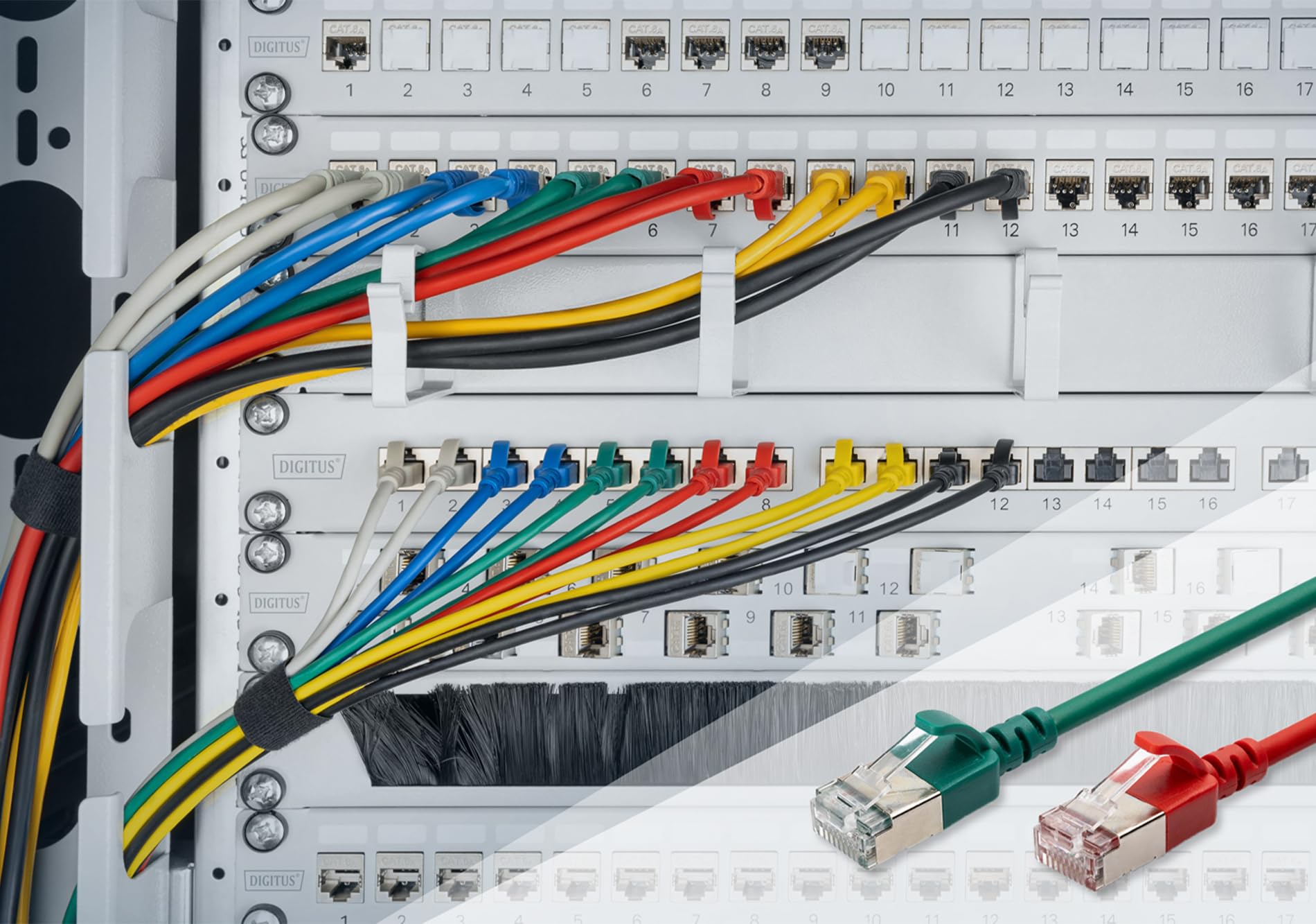 DIGITUS Câble LAN Cat 6A – 5 m – 10 pièces – Slim – F/FTP – Rouge | 10 Gbit/s – Blindé – PoE+ – AWG 32/7 – LSZH – Câble réseau RJ45 – Compatible Cat 6 et Cat 7