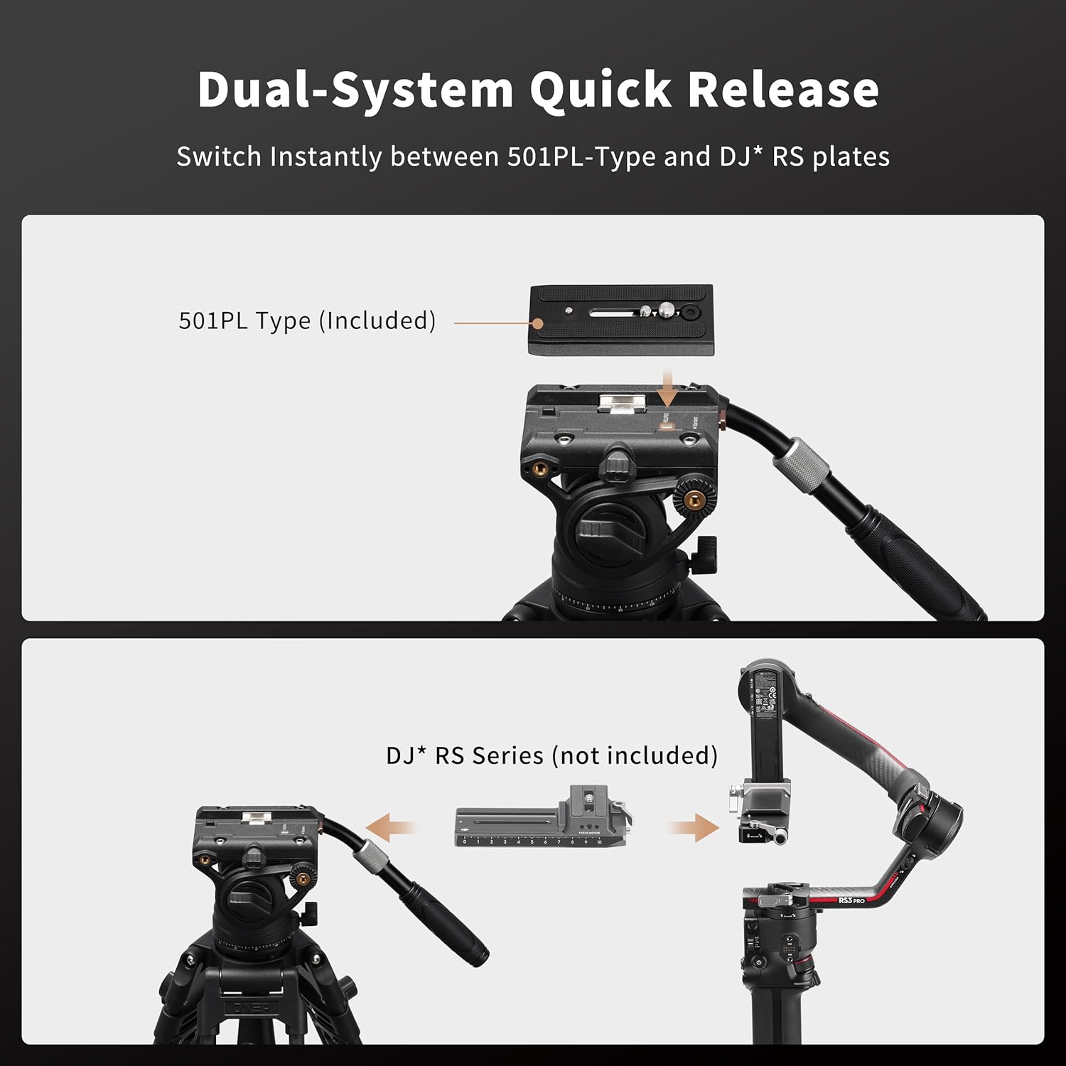 Cayer K6 Fluid Head, Metal Camera Tripod Head with Adjustable Pan Handle, Heavy Duty Video Tripod Pan Tilt Head for Video Cameras, DSLR Cameras, Telescope,Tripod, Monopod, up to 17.6 lbs