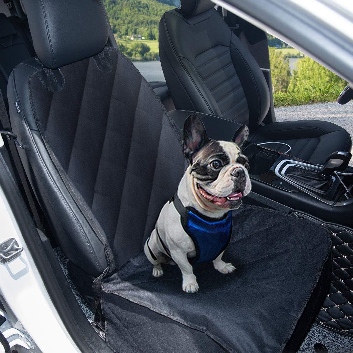 Goplus Pet Seat Cover Dog Car Seat Cover Waterproof Nonslip Rubber Backing w/Anchor, Black (Front Seat)