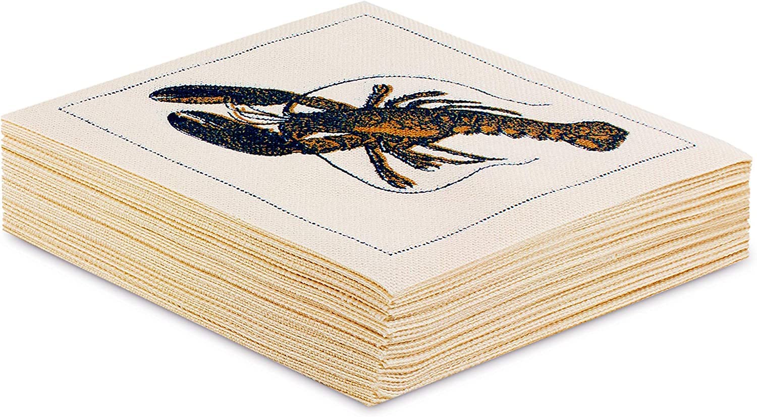 Signature Napkins Cocktail-Servietten, Krustentiere, recycelte Baumwolle, 50 Stück, sortiert, 11,4 x 11,4 cm, Natur