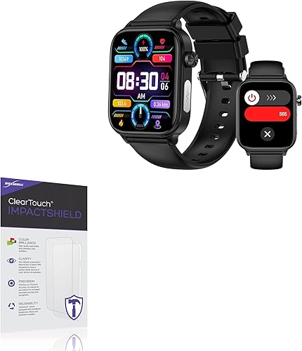 BoxWave Screen Protector Compatible with Yowow BIT Blood Pressure Smart Watch (1.96in) - ClearTouch ImpactShield (2-Pack), Impenetrable Screen