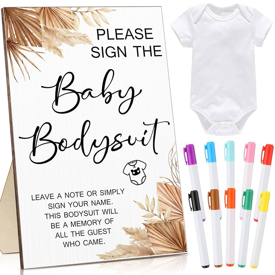 amazon-com-qunclay-12-pcs-baby-bodysuit-baby-shower-game-include-1-game-wooden-sign-tabletop-decor-1-white-blank-newborn-bodysuit-10-fabric-marker-for-gender-reveal-party-boho-home-kitchen for Free Printable Gender Reveal Signs Amazon.com: Qunclay 12 Pcs Baby Bodysuit Baby Shower Game Include 1 Game Wooden Sign Tabletop Decor 1 White Blank Newborn Bodysuit 10 Fabric Marker for Gender Reveal Party(Boho) : Home & Kitchen for Free Printable Gender Reveal Signs