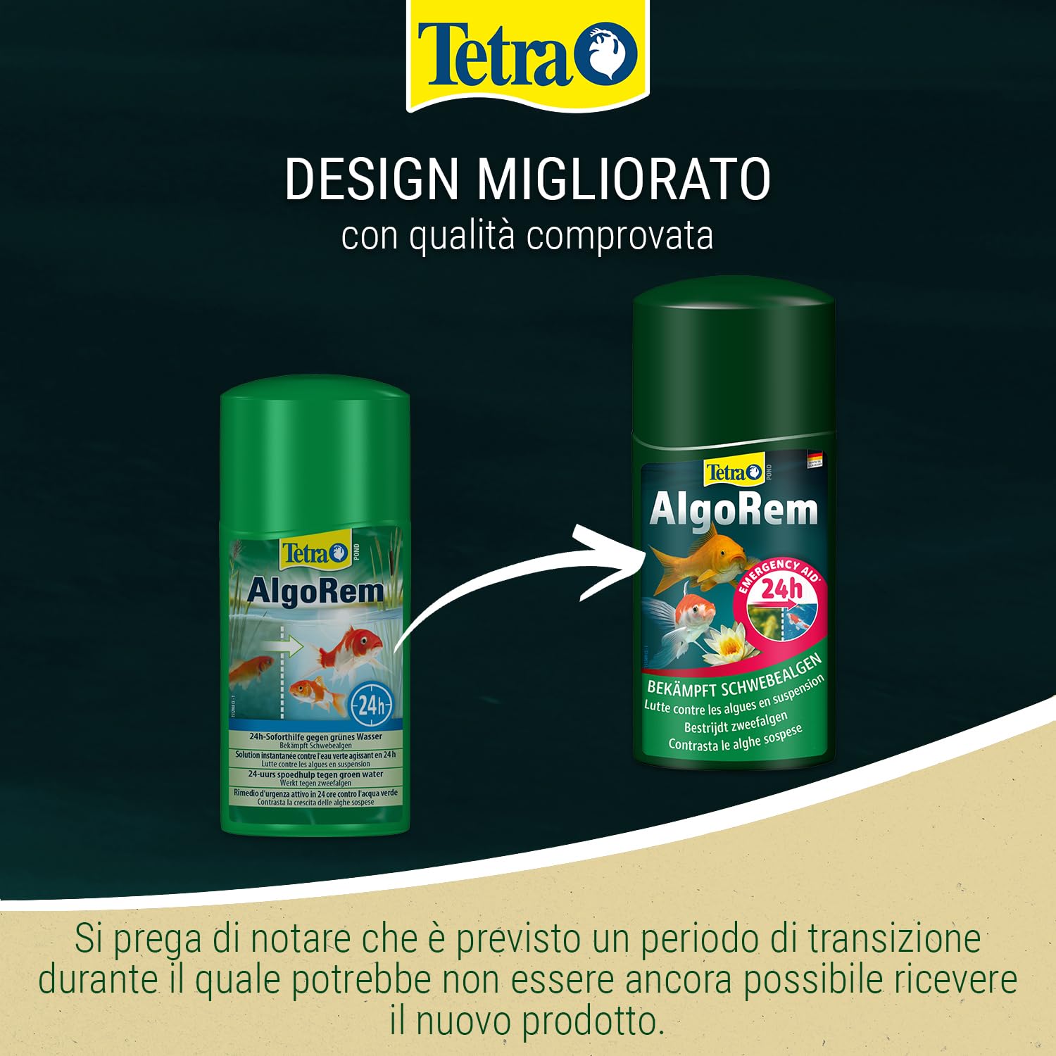 Tetra Pond AlgoRem 500 ml, Agisce Rapidamente e in Modo Mirato Contro Il Fenomeno dell’Acqua Verde (Alghe Sospese)