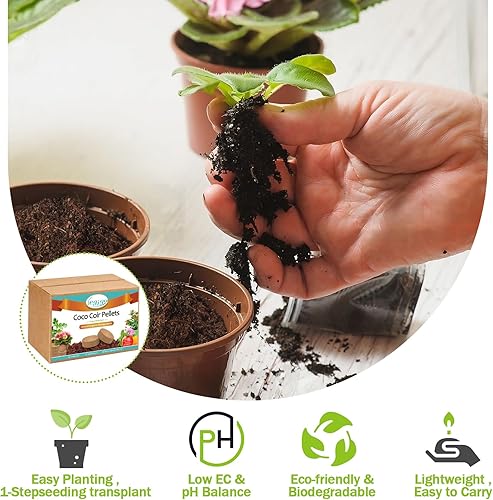 Miniatura 4 de Legigo 100 pellets de fibra de coco orgánico de 1.969 in para plantas, tierra comprimida de coco para macetas, pellets de fibra de coco para