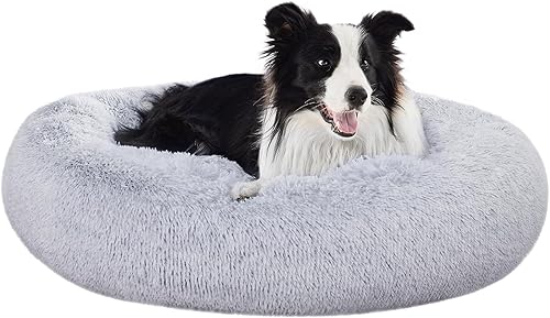 Miniatura 5 de Tienda Basics Donut Pet Bolster - Cama de piel sintética para perro, gris, 36 x 36 pulgadas