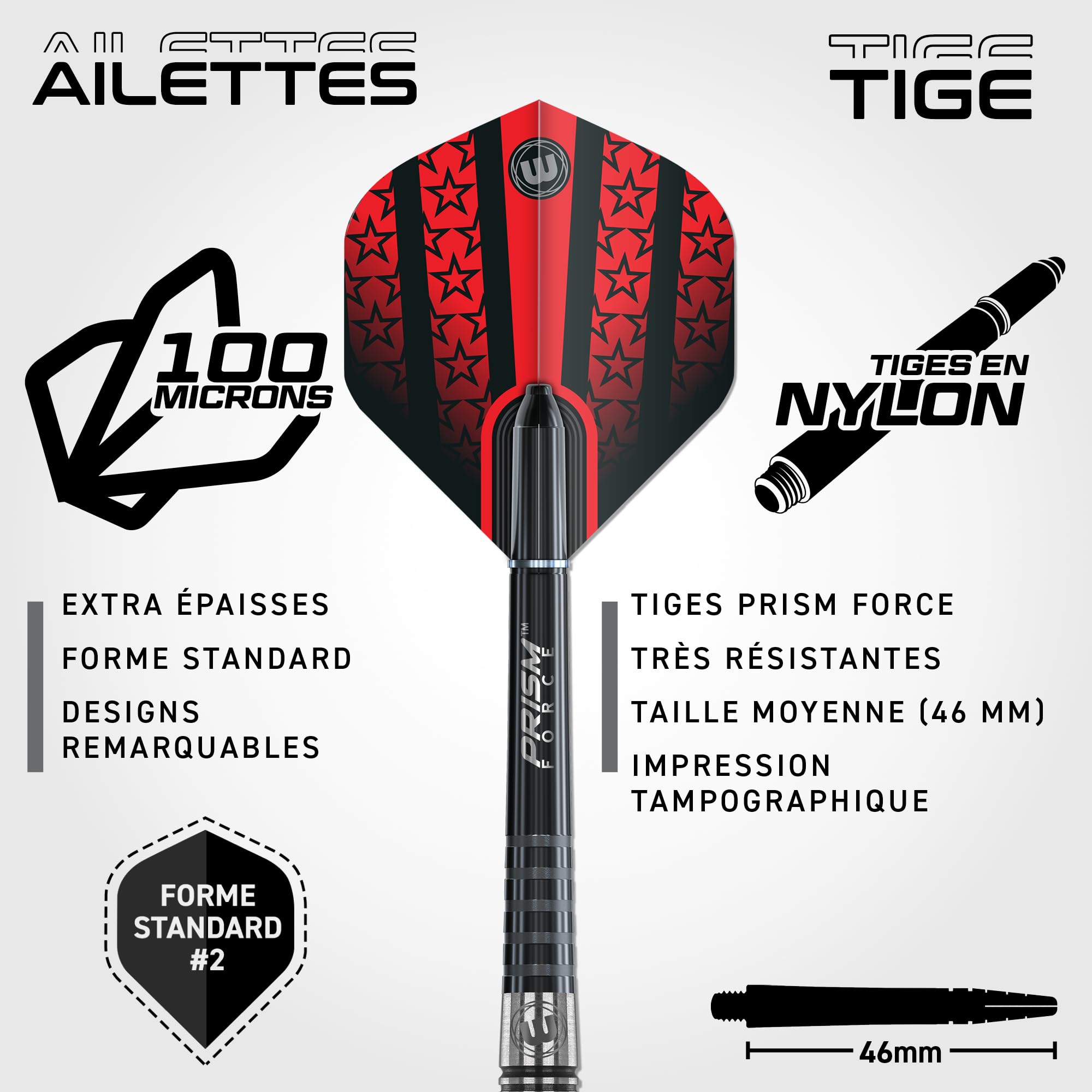 WINMAU Joe Cullen Jeu de fléchettes Professionnel 90% tungstène