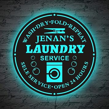 Custom Laundry Neon Sign, Laundry Sign, Laundry Wall Decor, Neon Sign Light for Wall, Neon Wall Decor, Led Neon Sign Wall, Laundry Room Help Needed Apply Within Wash Dry Fold Repeat Laundry