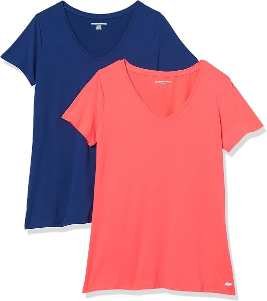 Amazon Essentials Mujer Camiseta Elástica de Secado Rápido, Manga Corta y Cuello en V (Hay Tallas Grandes) - 1
