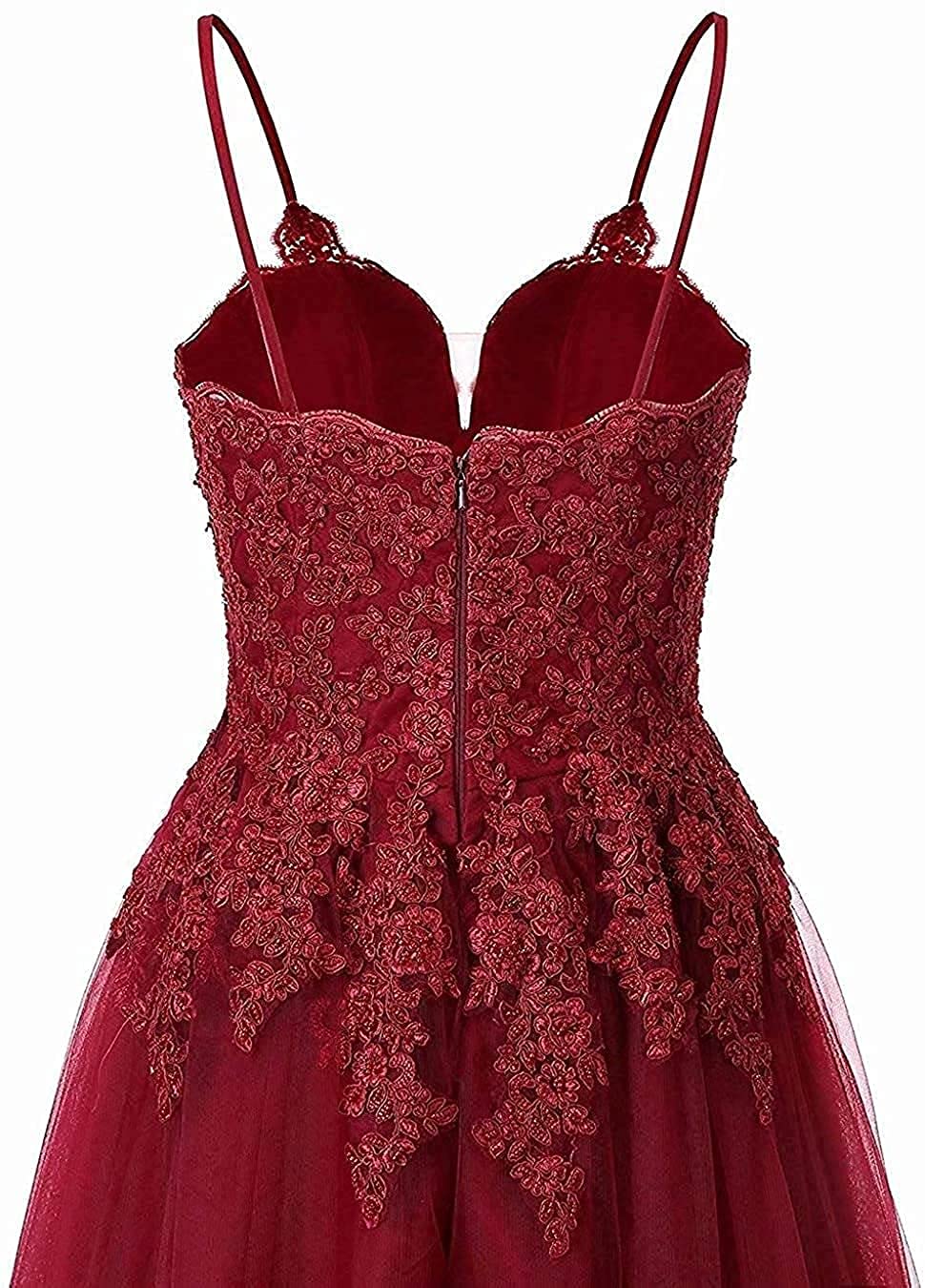 Vantexi Abito da sera da donna in pizzo per matrimonio elegante abito da sposa spaghetti spalline abiti da ballo