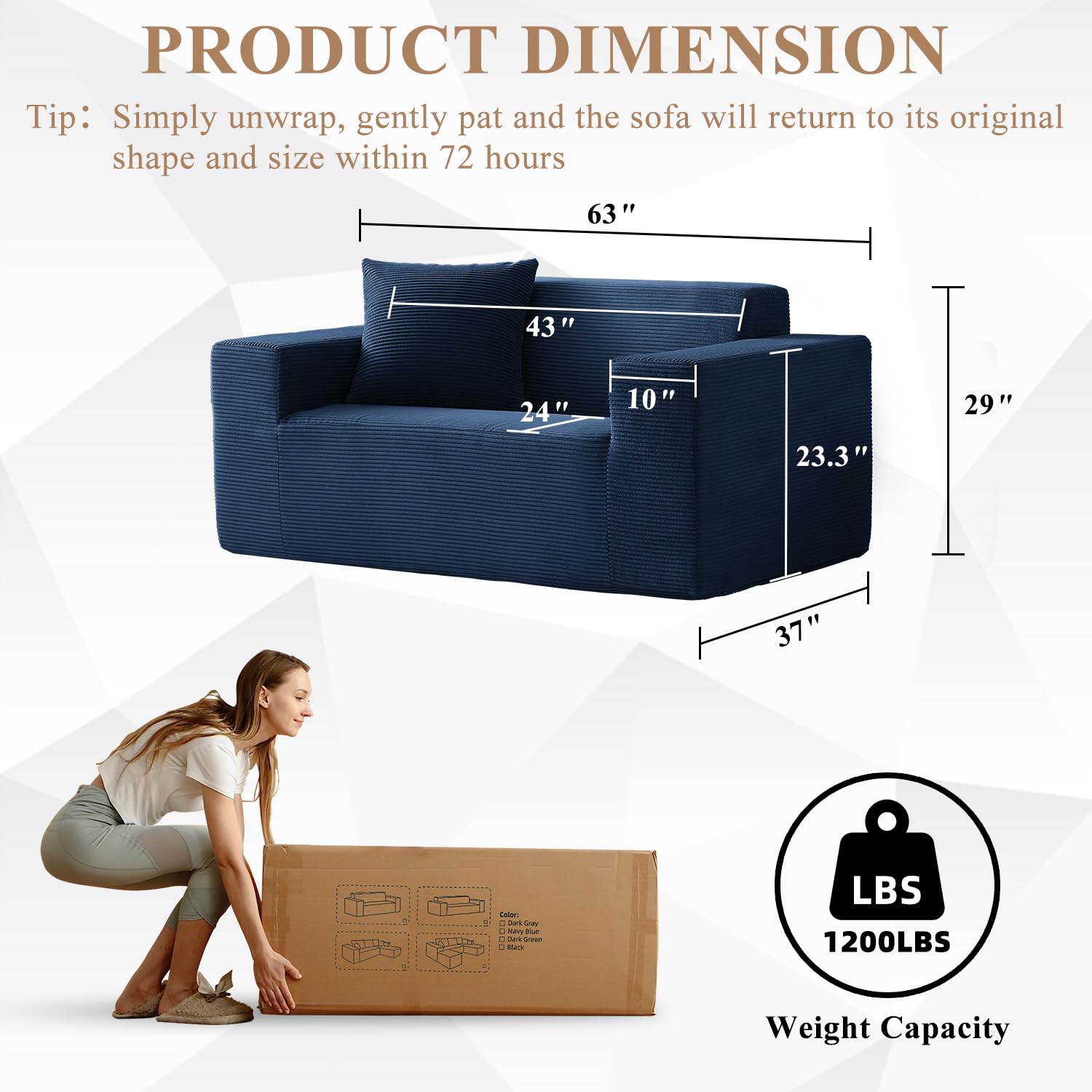 FILUXE Convertible Folding Sofa Bed - Sleeper Chair with Pillow, Modern Linen Fabric Floor & Futon Couch, Foldable Mattress for Living Room/Dorm/Guest Use/Home Office/Apartment, Queen Size, Dark Gray: Loveseat Navy Blue