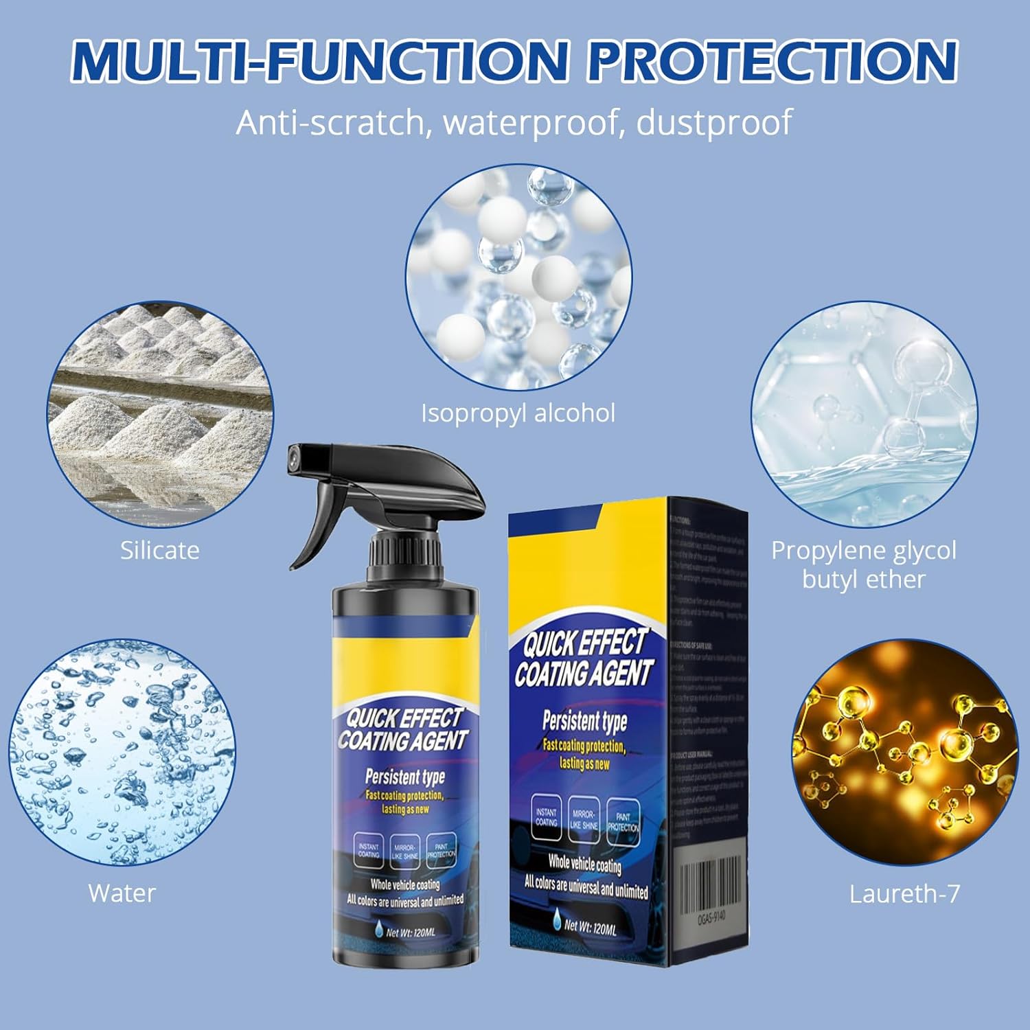 2 Pack Quick Effect Coating Agent for Car - 2026 Upgrade Car Coating Spray, Scratch Repair, Oil Film Removal,Helps Refresh Exterior Gloss & Reduce Surface Buildup (Blue) (Blue) - Image 5