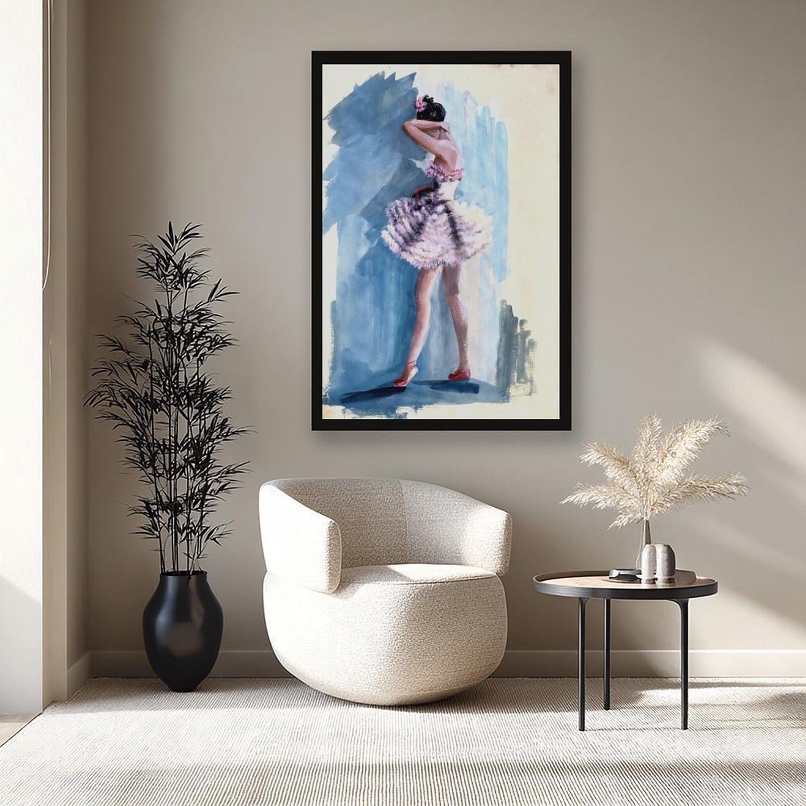 Poster su tela a tema ballerina ad acquerello blu danza poster decorazione camera da letto paesaggio ufficio camera da letto decorazione regalo 40,6 cm L x 61 cm W