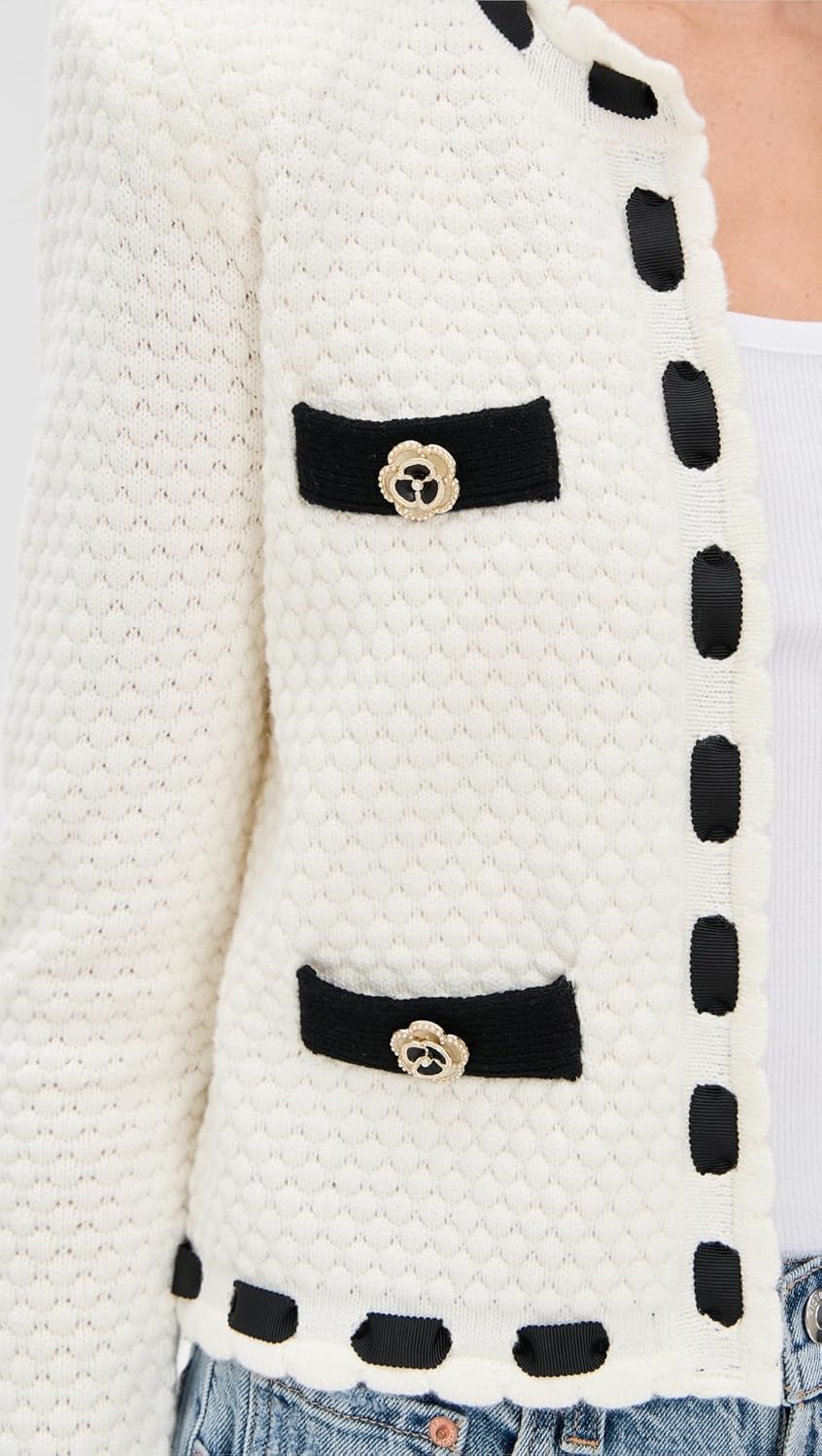 L'AGENCE Women's Astor Contrast Trim Cardigan - Image 6