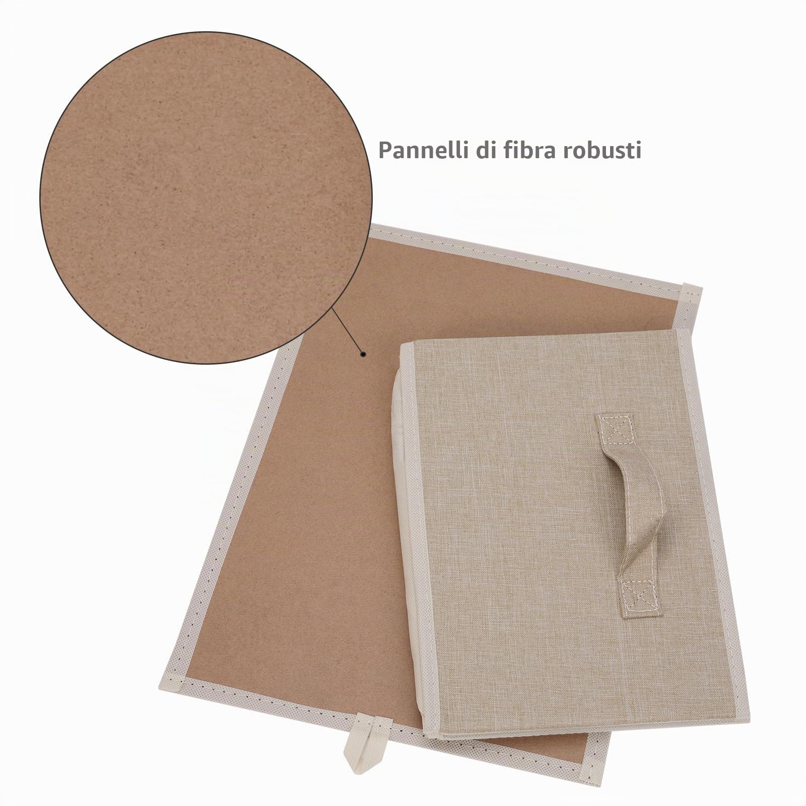Set di 4 Scatole Portaoggetti,Contenitori Pieghevoli per Vestiti, Organizer Portaoggetti per Camera da Letto, Soggiorno (39 x 29 x 20 cm, Beige)