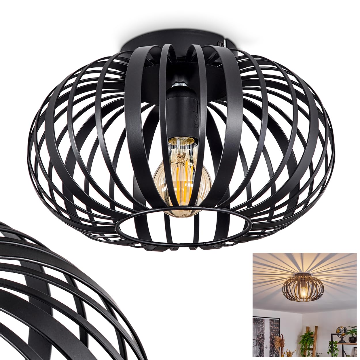 Plafondlamp 73840: Landelijk, Modern, Retro, Messing (kleur Plafondlamp 73840: Landelijk, Modern, Retro, Messing (kleur