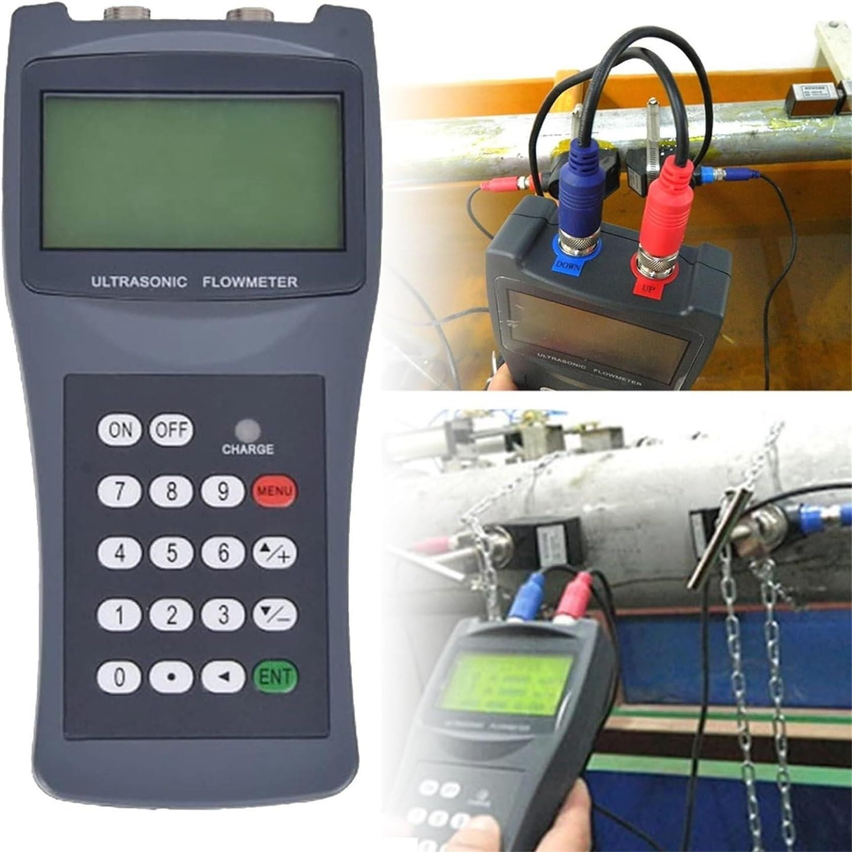 Portable Liquid Flow Meter Series, Handheld Ultrasonic Flow Meter, Clamp-On Flow Meter, DN32-DN1200mm, Suitable for Copper/PVC Pipes(700mm)