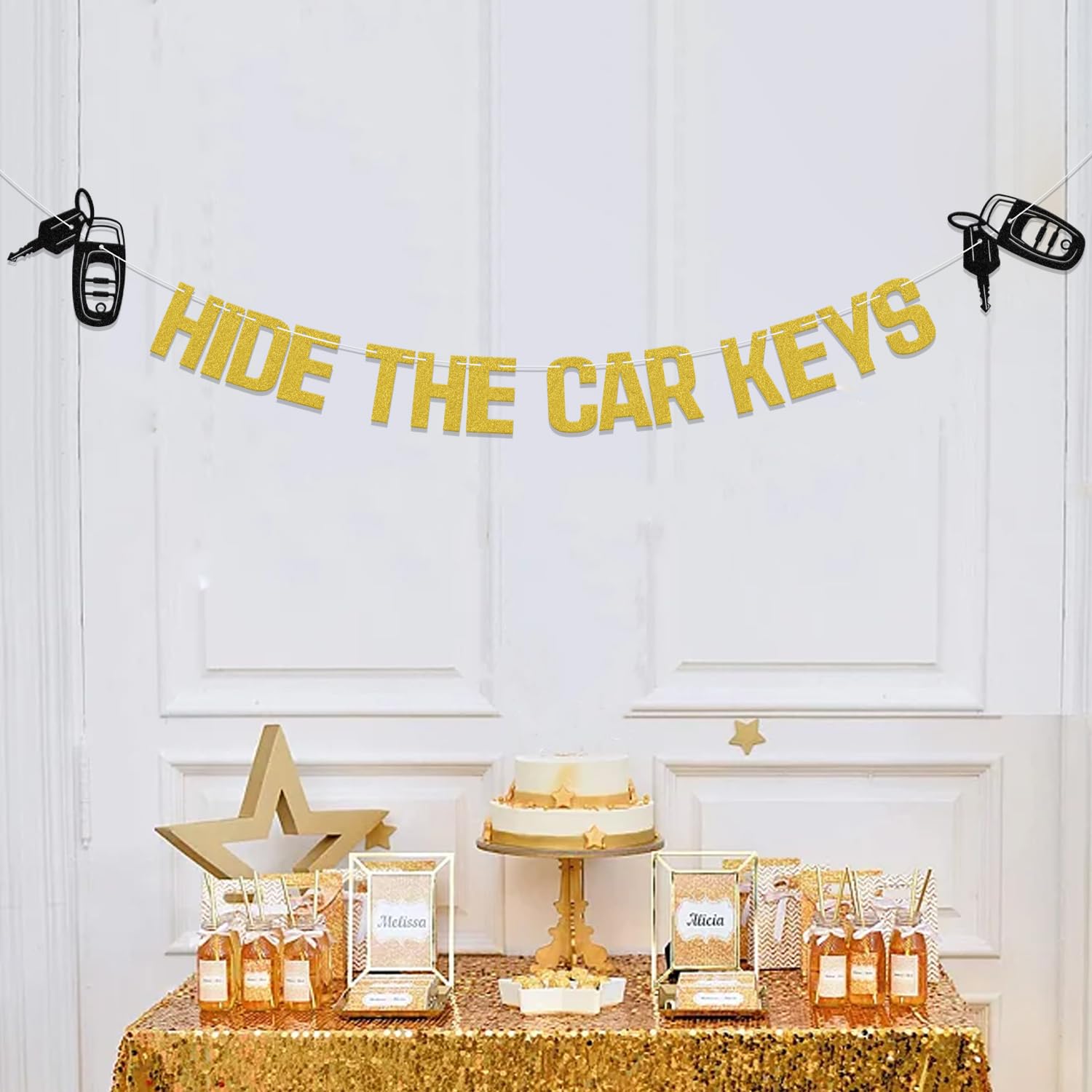 Decoration Bannière Hide The Car Keys - Décorations De Fête D'anniversaire Amusantes Pour 15e Et 16e Anniversaire (noir Anniversaire Voiture