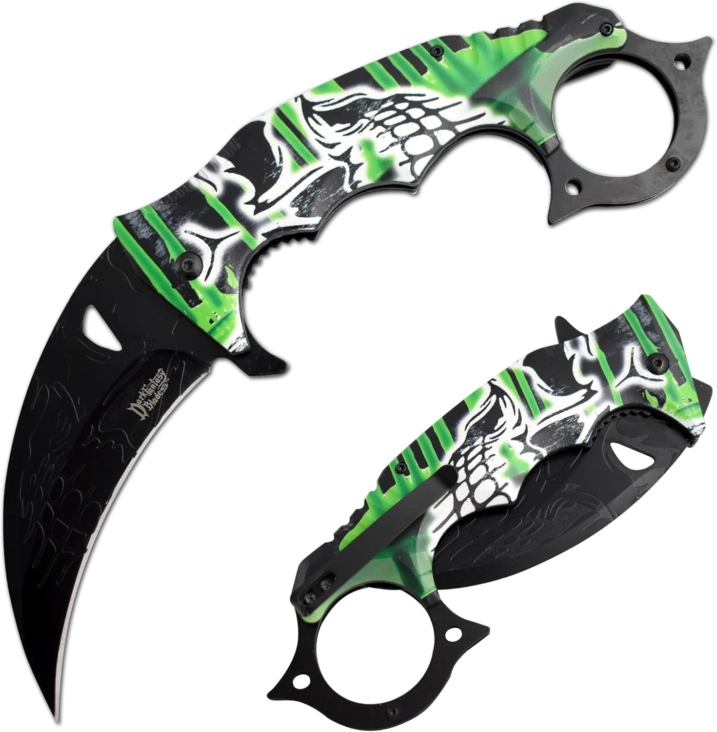 Snake Eye Tactical Dark Fantasy Blade-Jumbo Every Day Carry Folding-Knife (Green)
