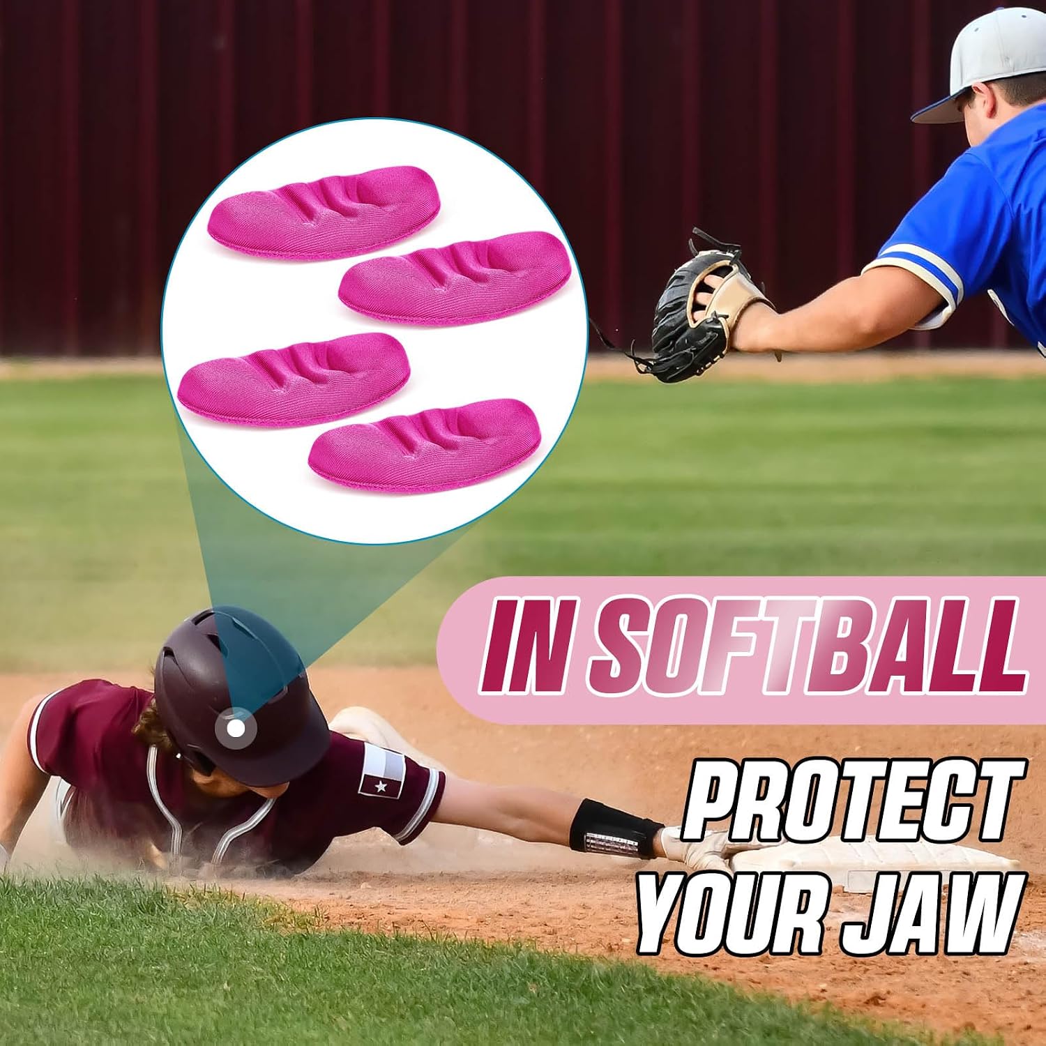 Geetery 4pcs Softball Face Mask Chin Pad Fielders Facemask Chin Cup