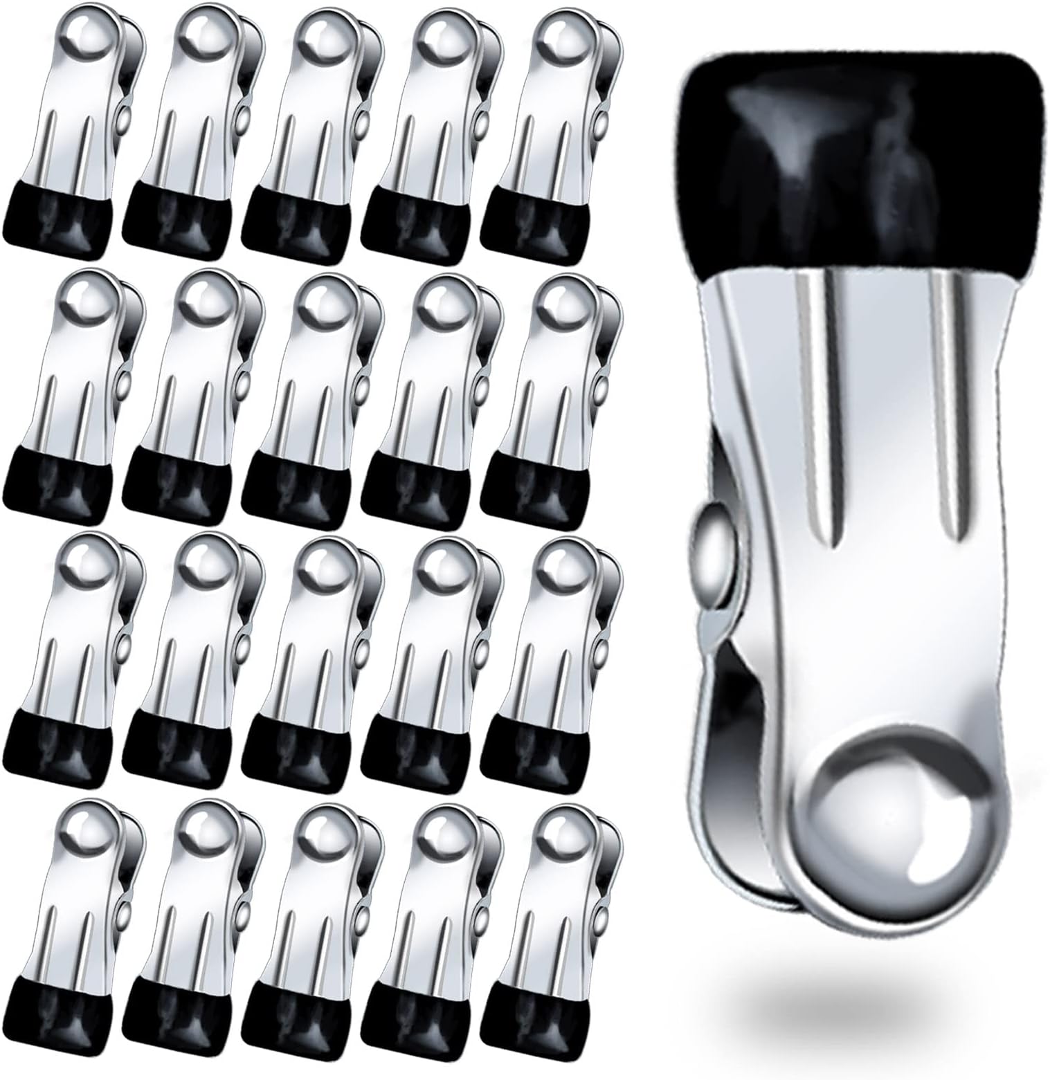30 Pack Heavy Duty Clothes Pins for Hanging Clothes,Stainless Steel Strong Clips for Clothes,Crafts,Beach Towel,Sock,Fabric,Utility Clips Drying Pegs Clamp for Outdoor Clothesline Clips (Black)